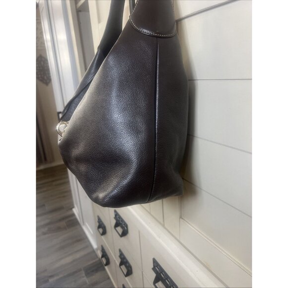 Dooney & Bourke Hobo Logo Lock Shoulder Bag Brown Pebble Handbag Purse - Picture 3 of 16